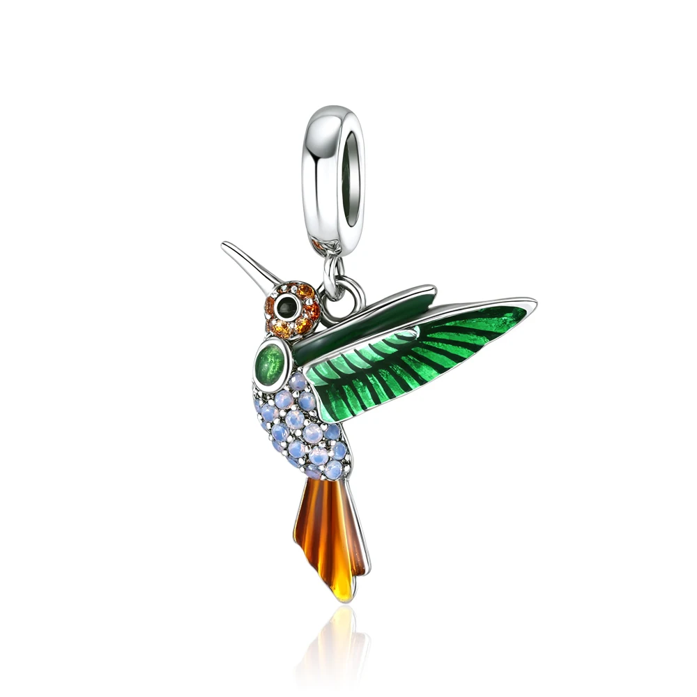 2025 Hot Sale Charms Bead 925 Sterling Silver Swallow Hummingbird Bird Dangle Fit Bangle Bracelet Necklace DIY Jewelry