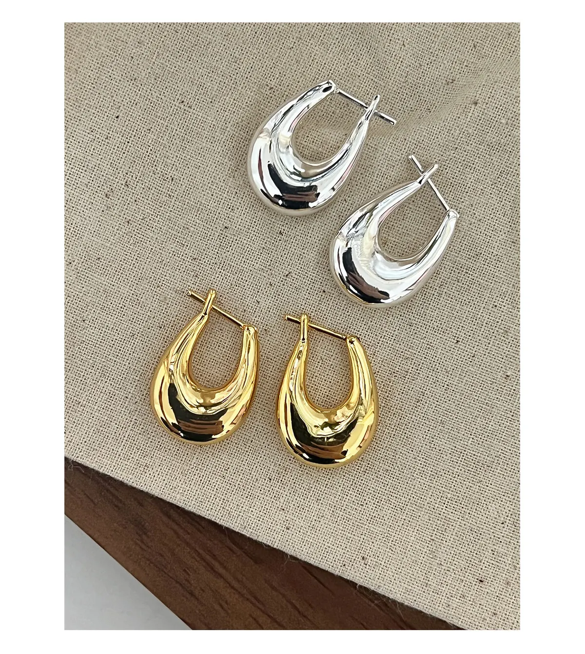 

Brass With 18K Simply U Hoop Earrings Punk Party Gown Runway Boucle d'oreille Korean Japan Style Fashion