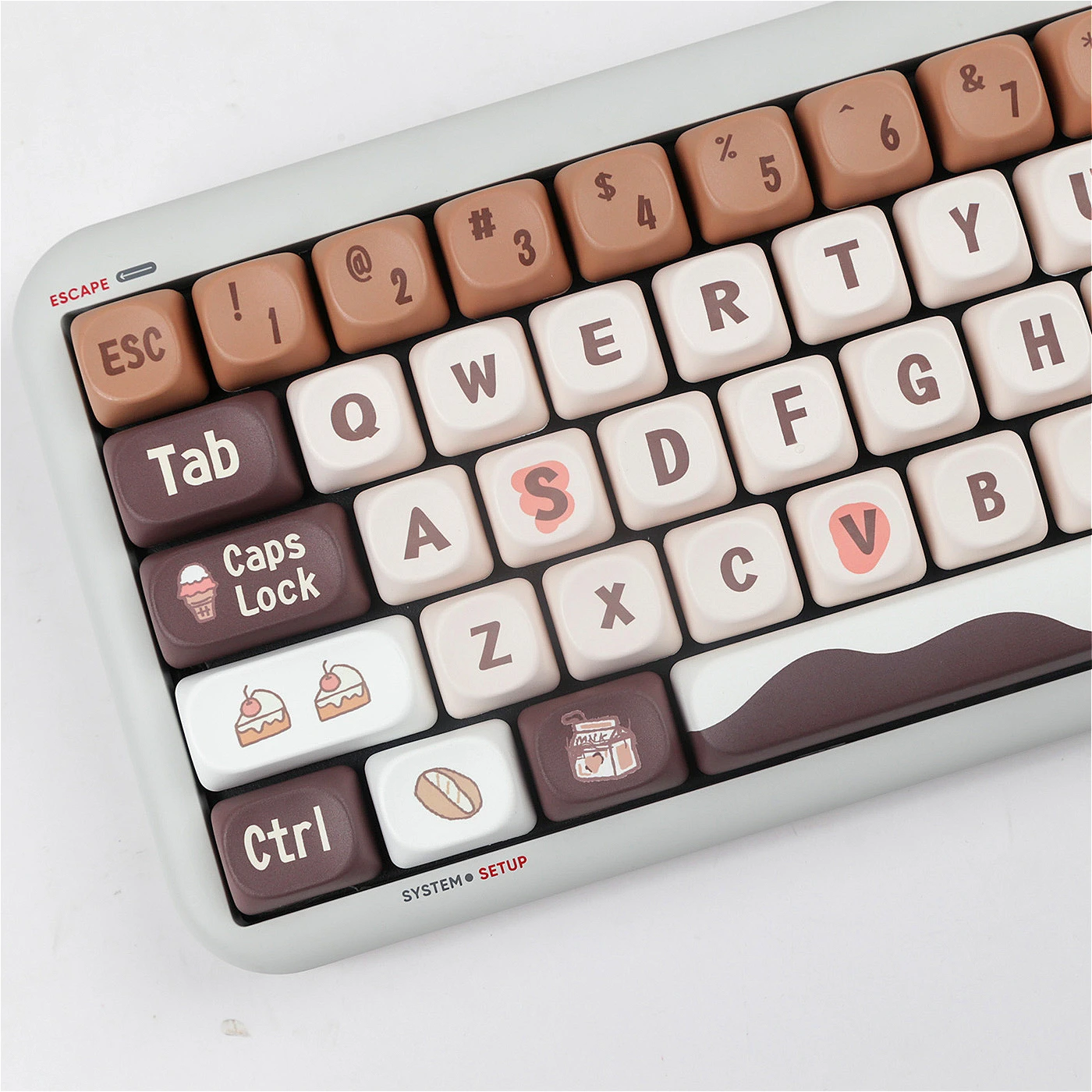 Chocolate Coffee Keycaps Cute Cartoon MOA Height Wooting keycaps set for HI75 98 99 104F87 etc Mechanical Keyboard Switches