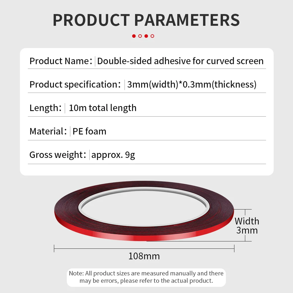 LUXIANZI-Cinta adhesiva de doble cara para reparación de teléfono móvil, Pegatina autoadhesiva de 3mm para pantalla táctil LCD de espuma, 10M