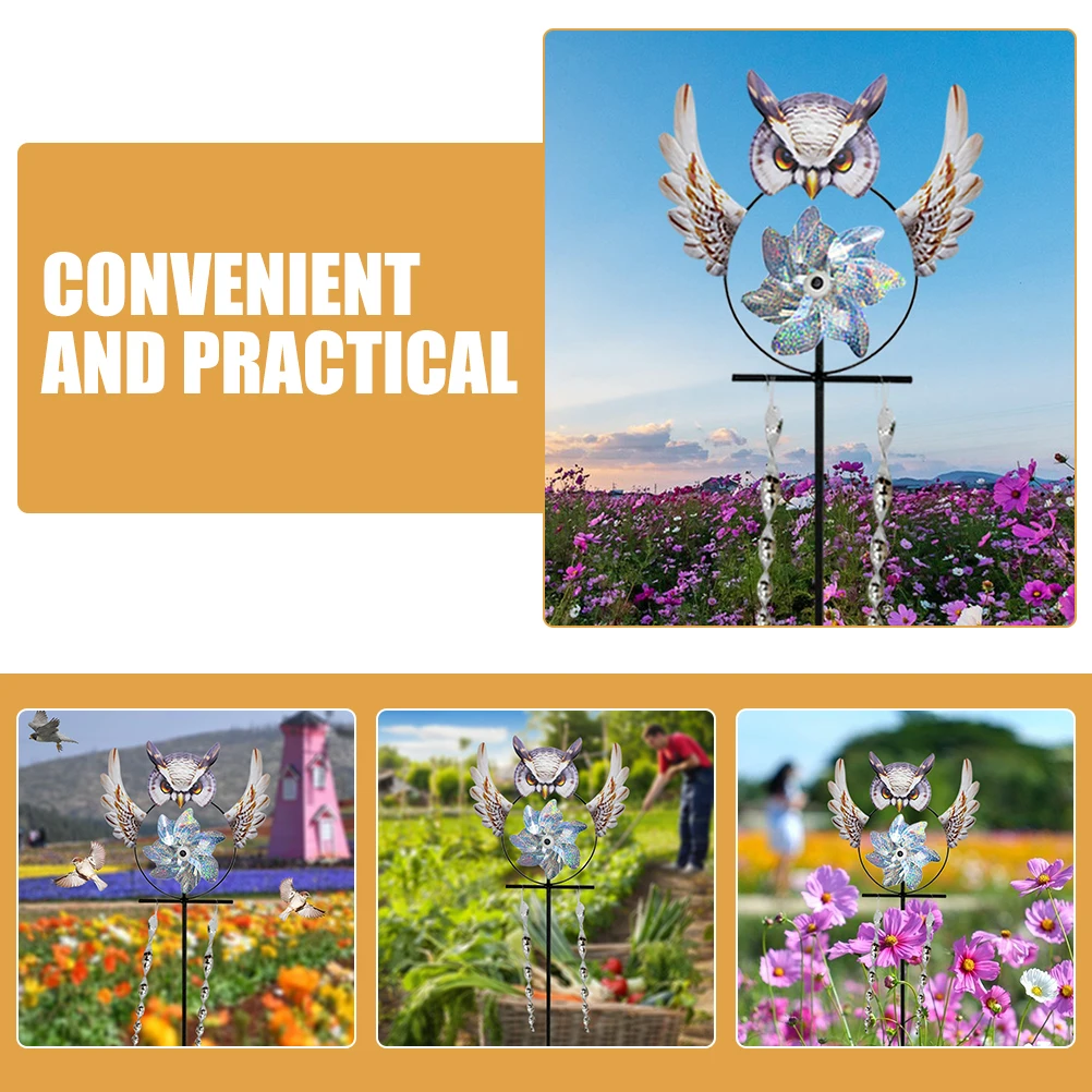 

Bird Repeller Windmill Garden Stake Metal Reflective Outdoor Rotatable Pinwheel Bird Driving Device for Lawn Orchard Yard