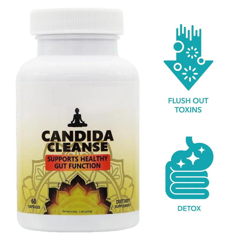 Candida Cleanse - Gut & Colon Support - Natural Herbs for Intestinal Detox - Oregano Leaf, Wormwood, Black Walnut, Caprylic Acid
