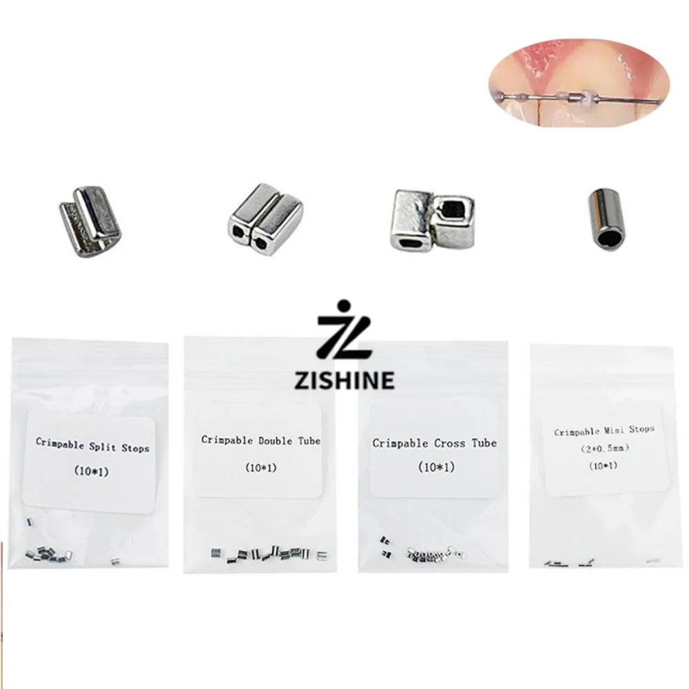 10Pcs Dental Orthodontic Crimpable Stops Split Cross Mini Tubes Arch Wire Stop Locks Stainless Steel Dentist Materials Tools