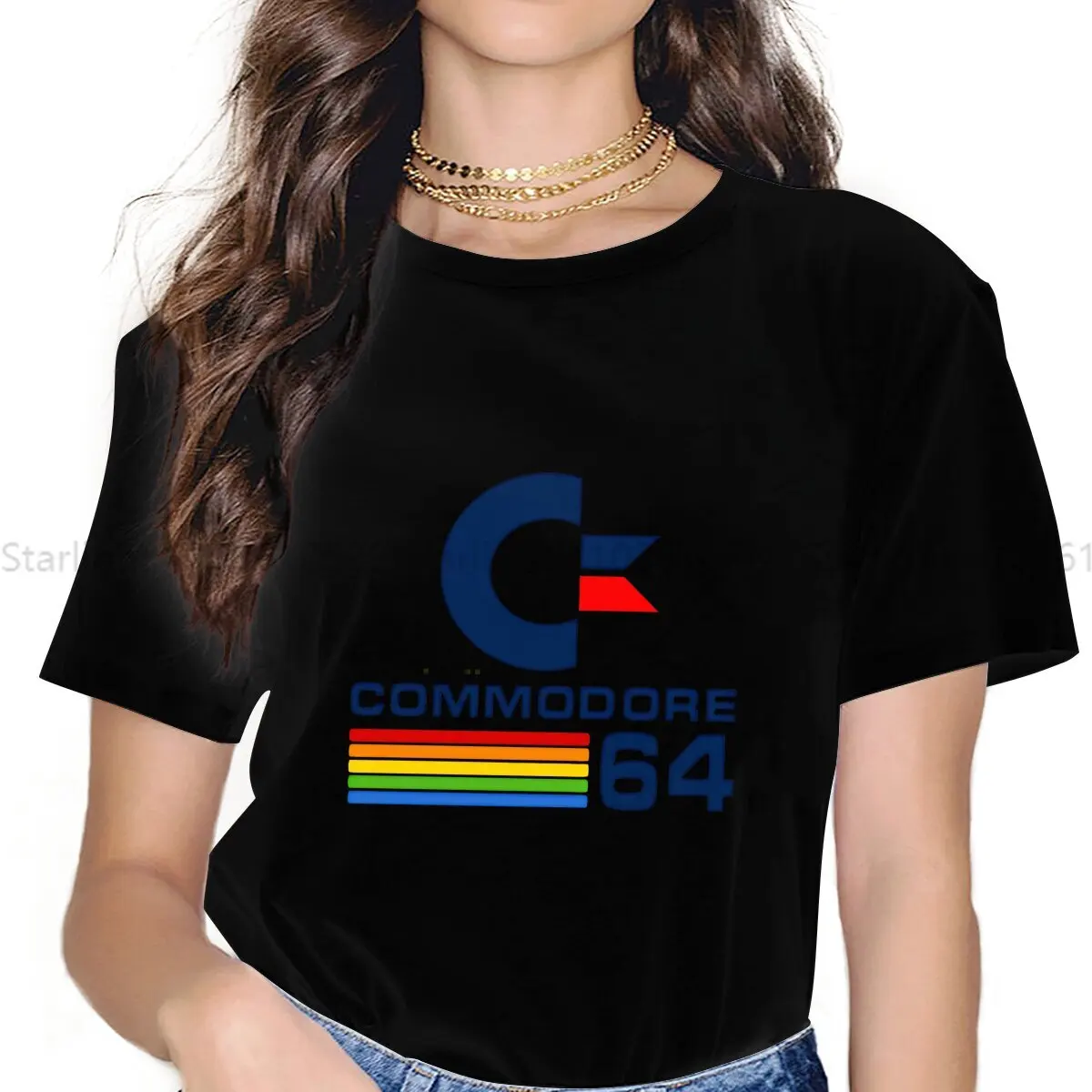 Rainbow Vintage TShirt For Girls Commodore C64 Y2k Tops Harajuku Female Polyester T Shirt Basic Graphic