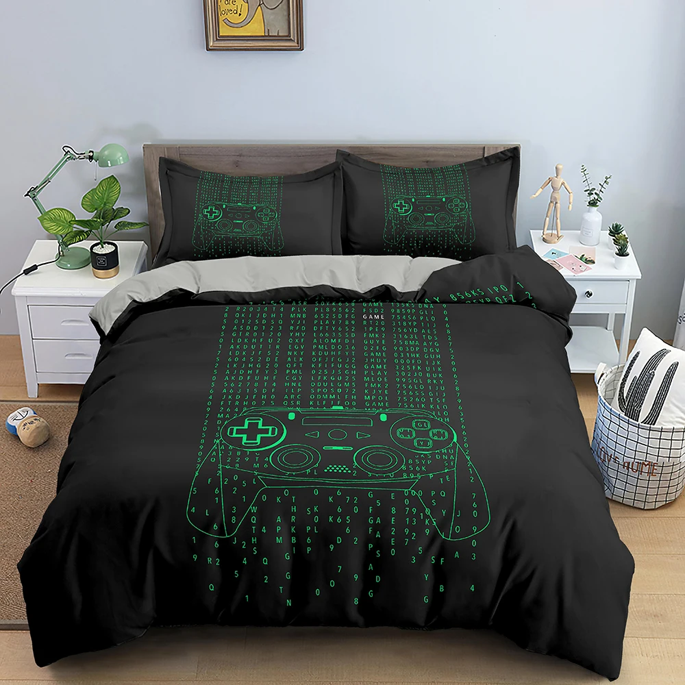 Gamer Bedding Set Luxury Retro Game Handle Duvet Cover Queen Teen Boy Girl Gamepad Print Quilt/Comforter Covers 2/3pcs