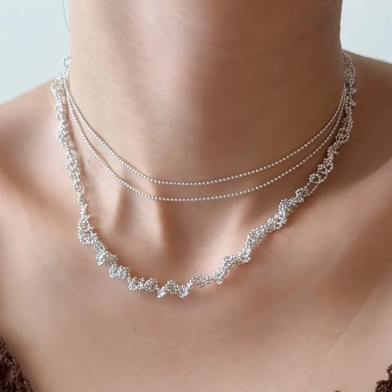 Eco-Friendly Copper Silver Color Lace Chain Necklace Adjustable Convertible Necklace to Long Chain Women's Designer Jewelry Gift