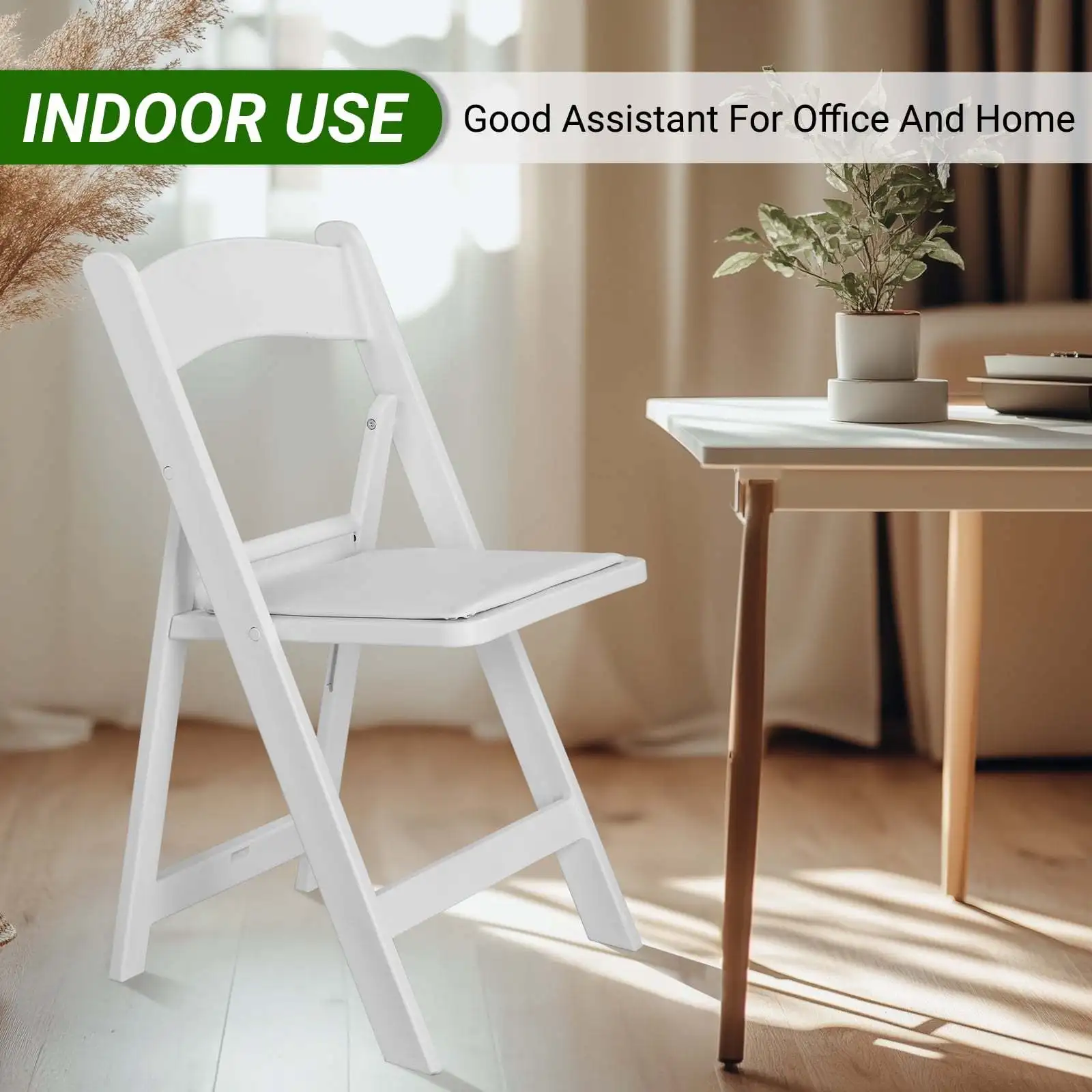 

4pcs Folding Chairs, Plastics Chair with PVC Faux Leather cushion, Resin Chairs for Indoor, Outdoor, Kitchen, Dinning, Party