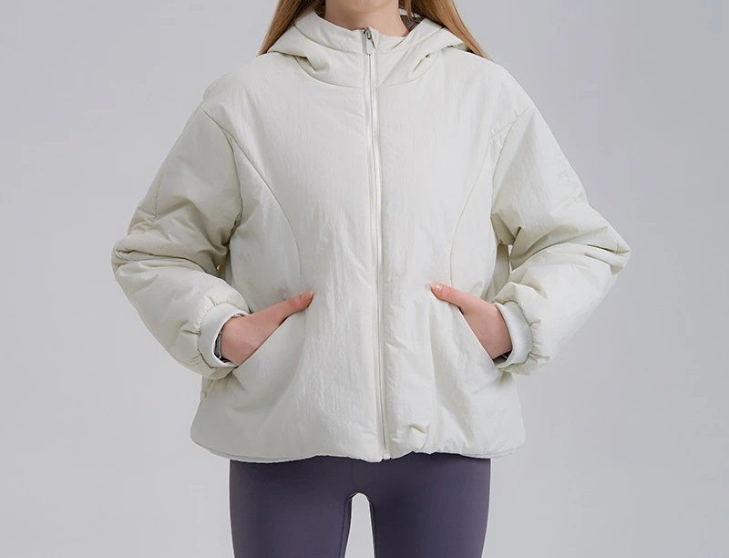 2025 Autumn and Winter Coat Cotton Jacket Women's Hooded Cotton Jacket Loose Short Warm New Zipper Top