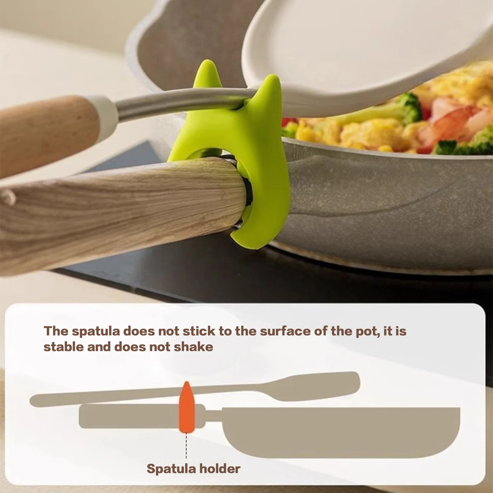 Silicone Spatula Bracket Clips Resistance Non-Slip Pot Spoon Holder Suitable for Spoon Rest Stand