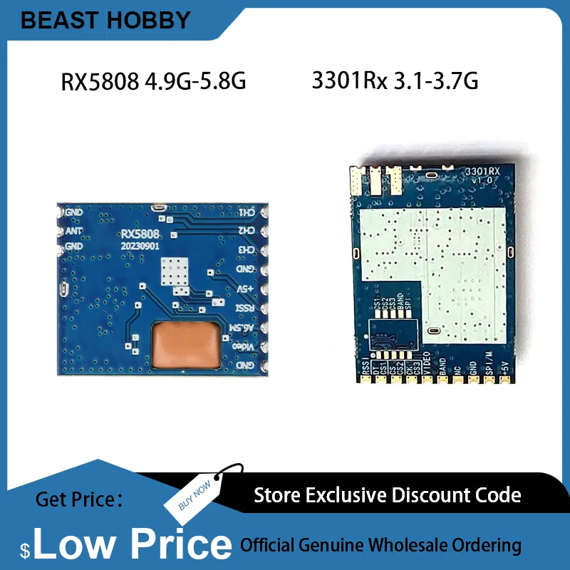 

3301Rx 3.1-3.7G RX5808 5.8G Bandwidth RF Receiver Module 3.3GHz VideoModule FPV Analog Wireless Free Edit Channel SPI Mode