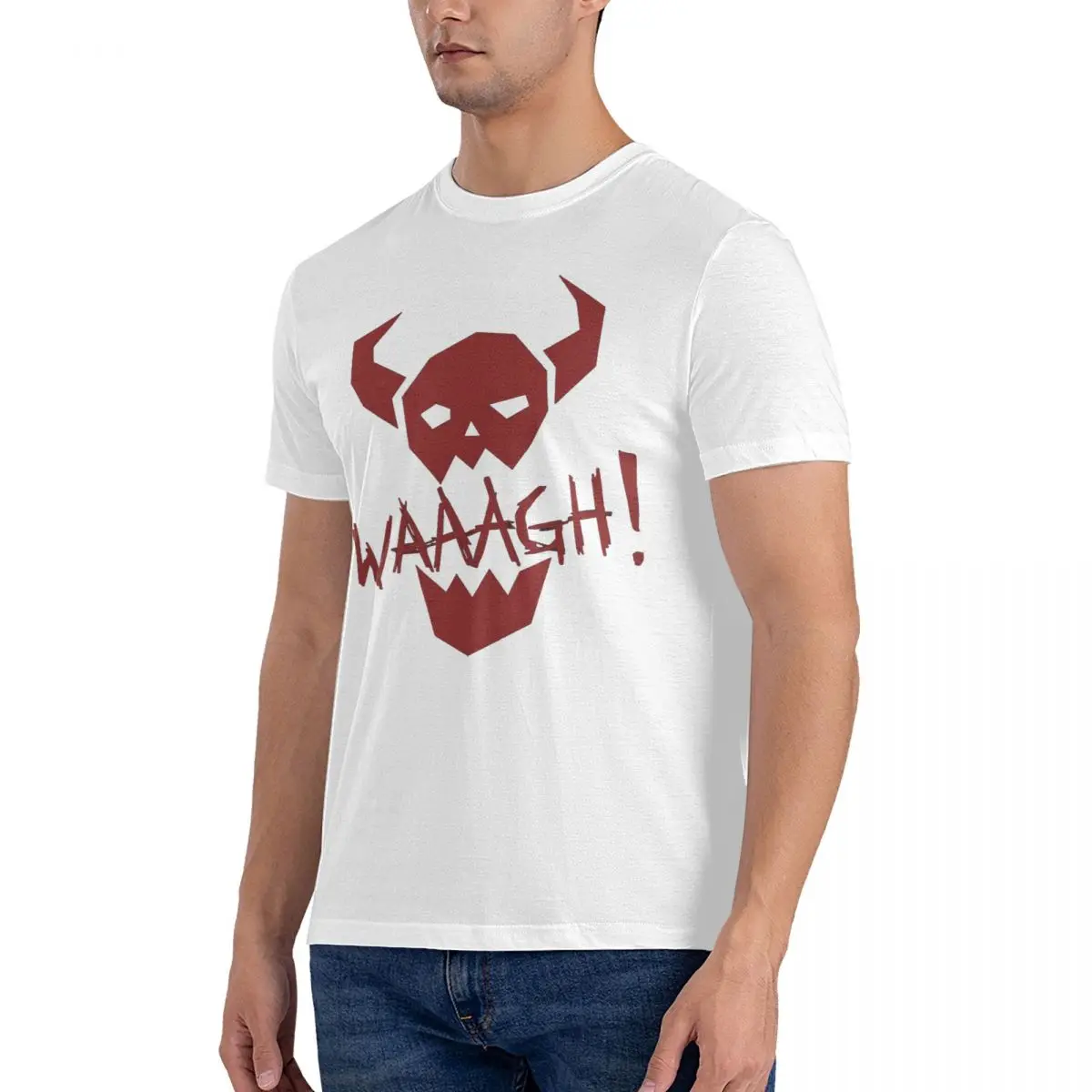 Funny Ork WAAAGH T-Shirts Men Round Collar Pure Cotton T Shirts W-Warhammer 40k Short Sleeve Tee Shirt Gift Idea Clothes