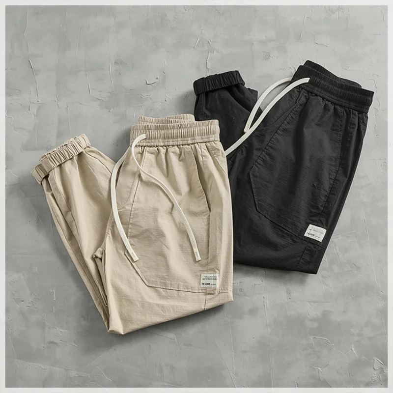 Летние быстросохнущие и устойчивые к царапинам тканевые обвязки для ног повседневные брюки мужские карго с подставкой эластичная Удобная Талия b