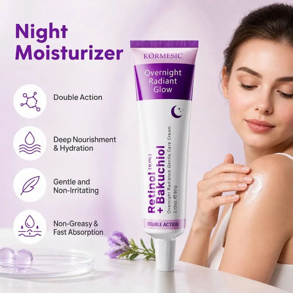 Retinol Body Cream Bakuchiol Overnight Gentle Care Moisturizer for Body Skin Hydration Firming Smoothing Silky Texture