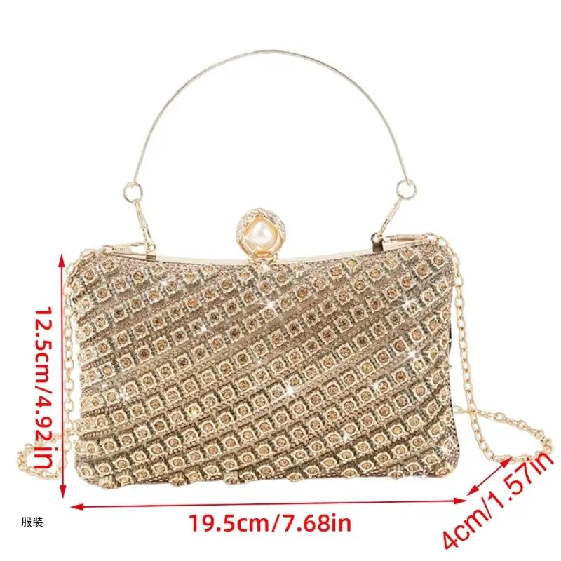 D0UD Women Evening Handbag Rhinestones Wedding Party Purse Trend Evening Clutch Bag
