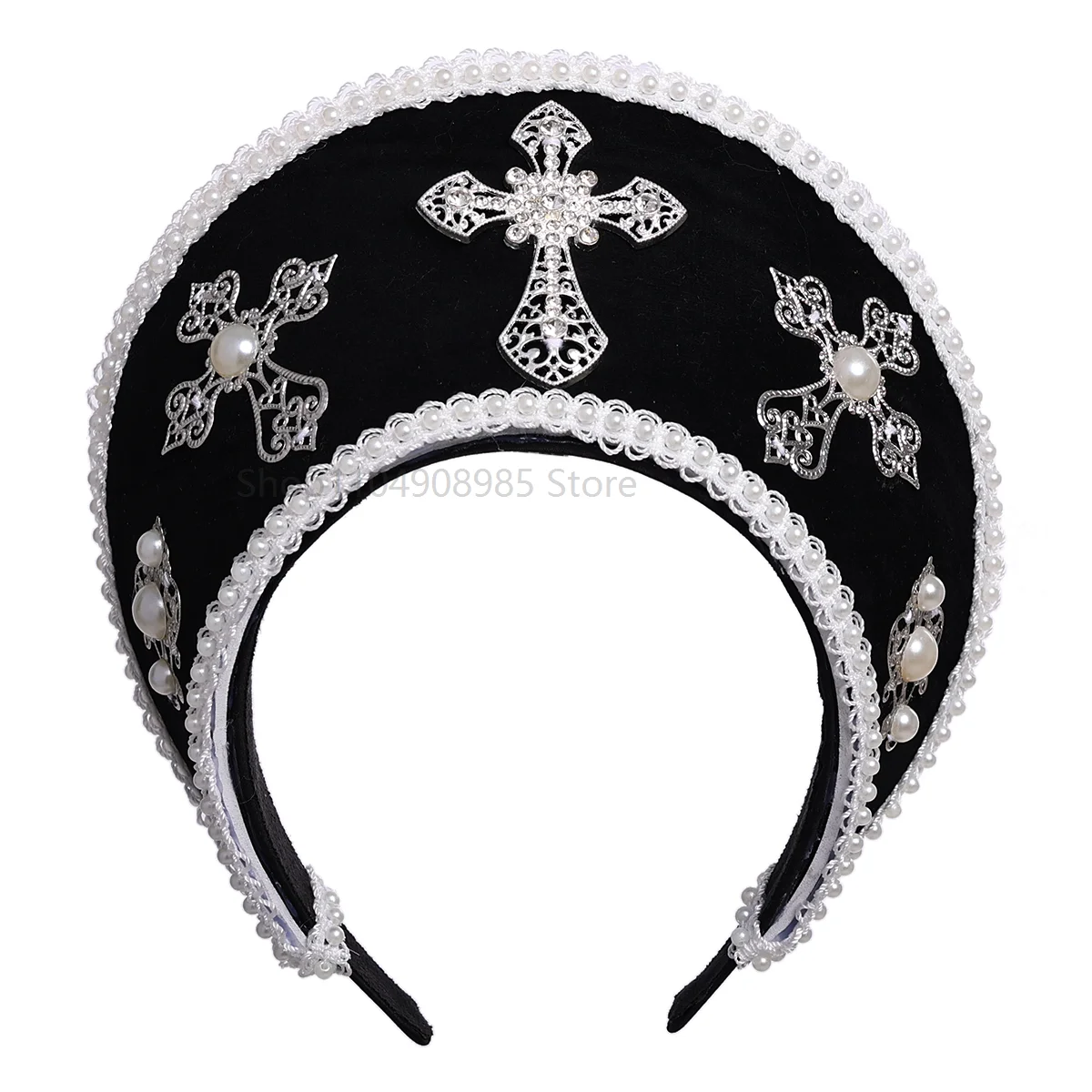 Medieval Women Cross Crown Renaissance Headpiece Royal French Court Hood Cosplay Coronet Headwear 2026 3