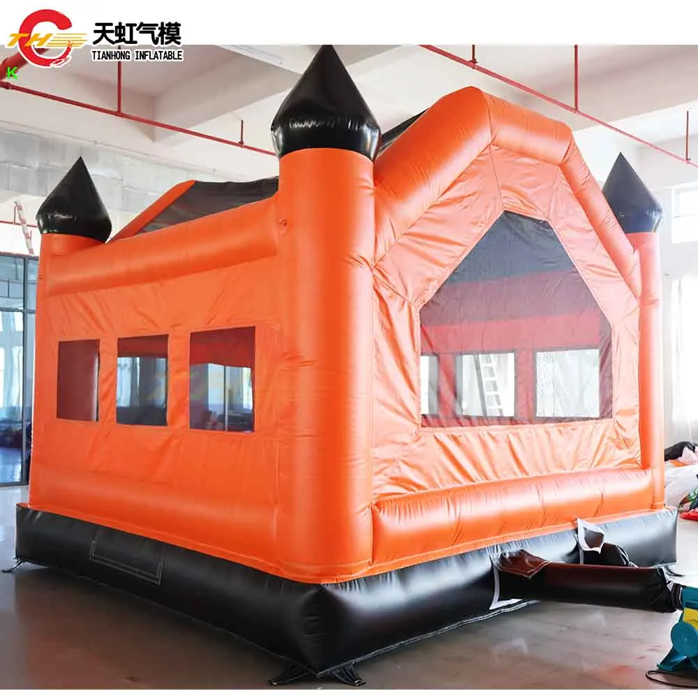 Envio rápido da porta 2025 novo bouncer de abóbora inflável 4x4m casa de salto de halloween assustadora para crianças e adultos com ventilador