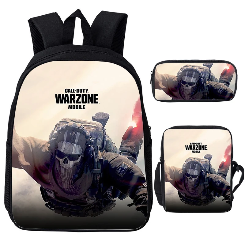 Imagem -03 - Jogo Call of Duty Warzone Mochilas Bolsa Escolar para Crianças Meninos Meninas Mochila Impermeável Pcs Conjunto Estudantes Bookbag Mochila de Viagem