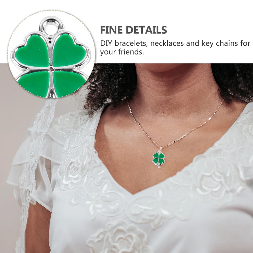 

50 Pcs Four Leaf Jewelry Shamrock Pendant Shamrocks Hanging Adornment DIY Accessory Party Favor Plastic Charms