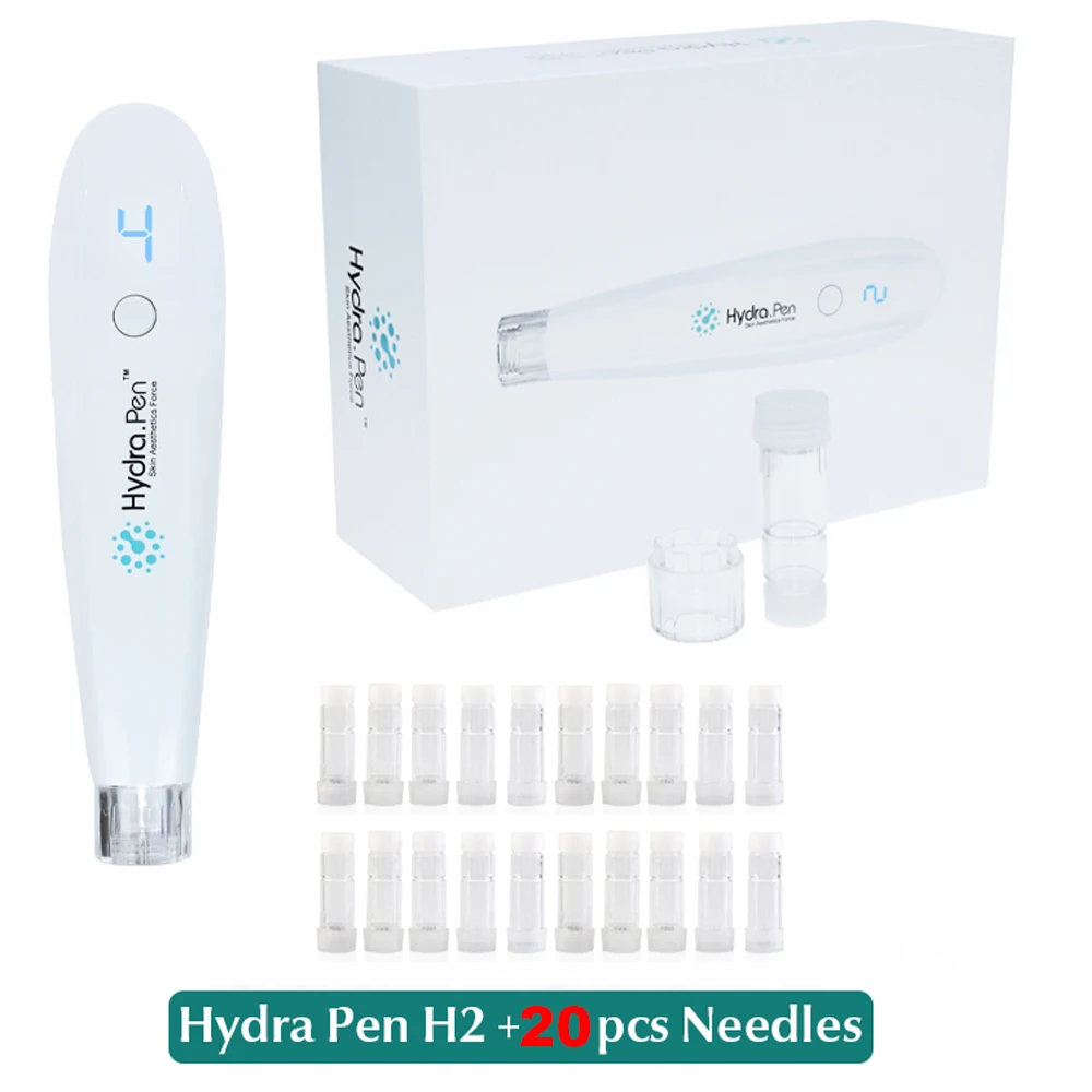 Professionelle Microneed Stift Original Hydra Stift H2 Automatische Serum Derma Stempel Mit 20 stücke Nadel Patrone Für Miconeedle Pflege