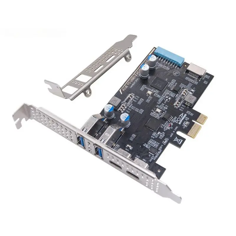 Super Deal -PCI-E To 4-Port Type-C Adapter Card PCI-E To Type-Cx2+Type-Ax2+Type-E+19Pin IDC Expansion Card 5Gbps NEC720201 Chip