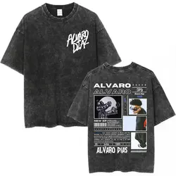 Alvaro Diaz Sayonara Album Vintage Washed T Shirts Mens Clothing Hip Hop Oversized Short Sleeve T-shirt Casual Cotton T-shirts