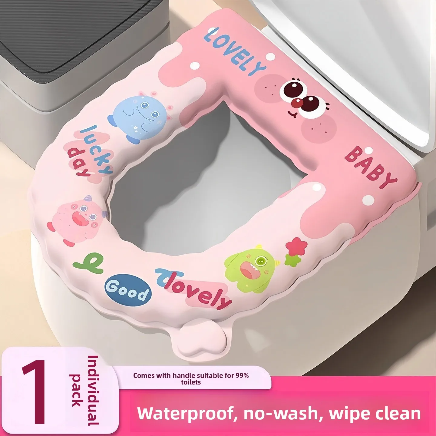 Cartoon toilet seat cushion for all seasons, waterproof and anti slip adhesive toilet seat cushion for household use - view 3