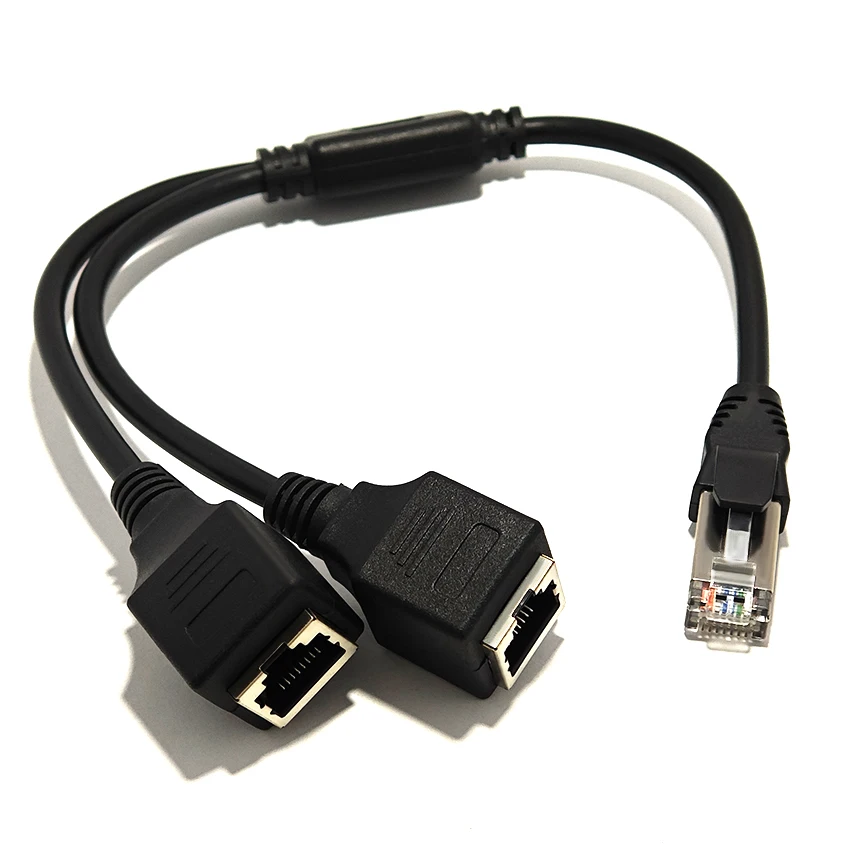

RJ45 1 to 2 Network Port Ethernet Adapter Splitter, RJ45 1 Male to 2 Female LAN Ethernet Splitter Adapter Cable