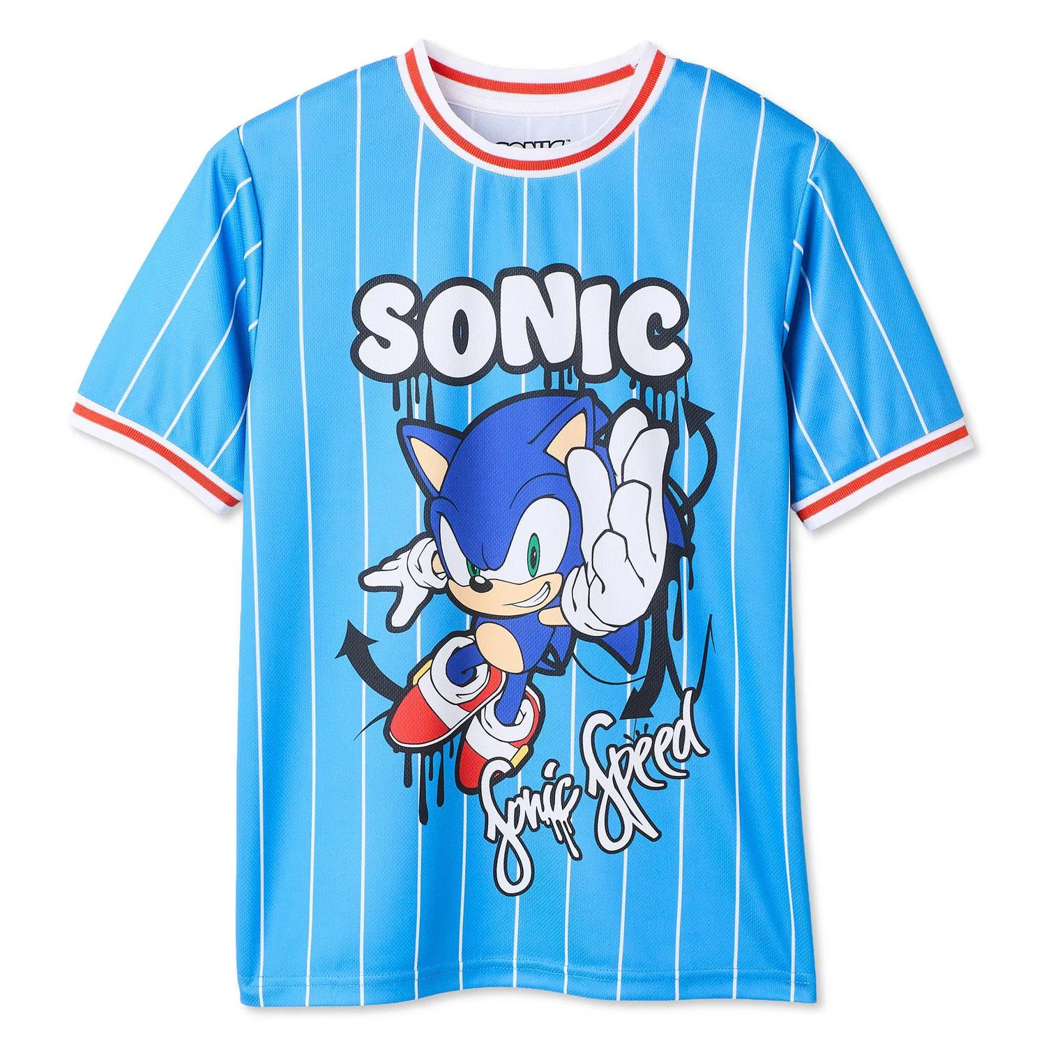 Sonic Boys Girls Set Cartoon Striped T-shirt Shorts Set Adult/Kids Sports Two-piece Set Breathable Quick Drying Casual T-shirt