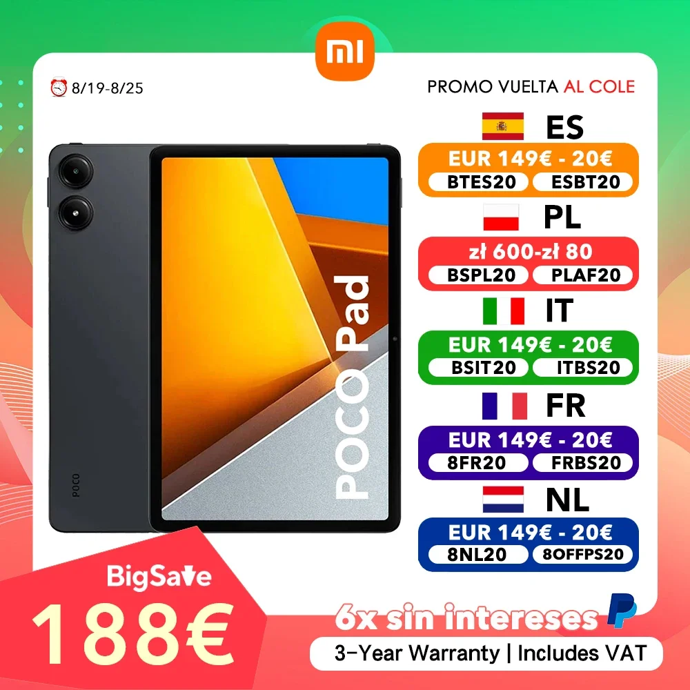 Tablet Xiaomi POCO Pad 12.1 Wi-Fi 8GB/256GB EU Charger Global Version