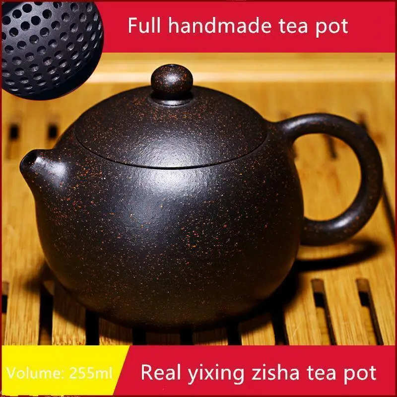 

full handmade tea pot marked master real yixing zisha Black galaxy xishi tea pot tea set