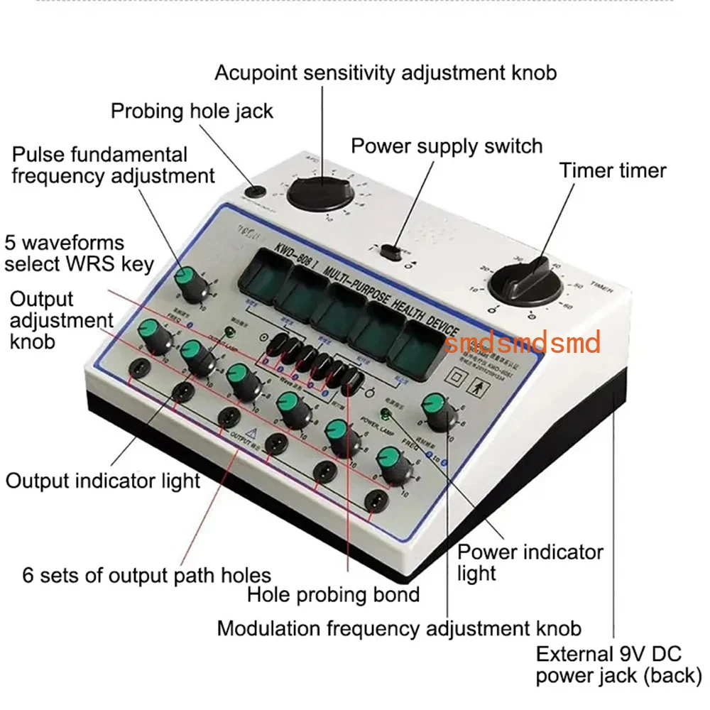 

Electro Acupuncture Stimulator Machine Nerve and muscle Electroacupuncture therapy 6waveforms 6 Output EMS Massager