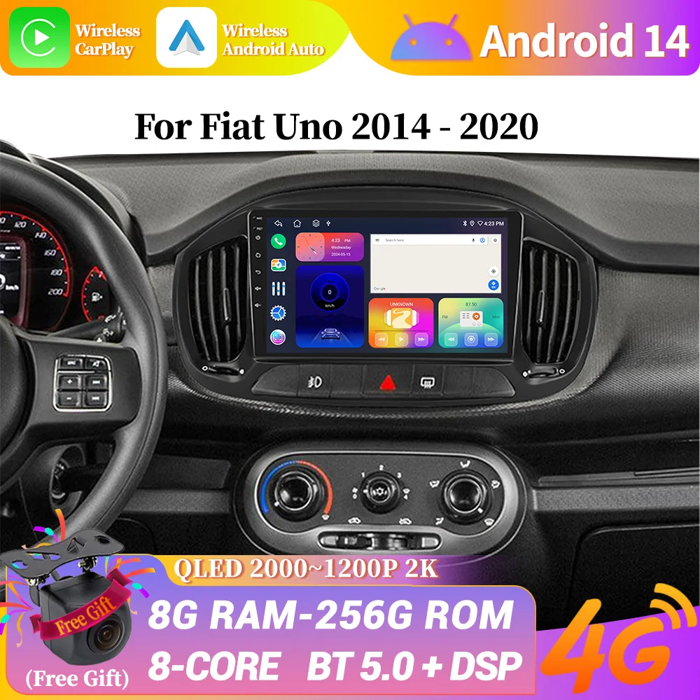 Android For Fiat Uno 2014 - 2020 Car Screen Radio Automotivo GPS Multimedia Stereo Player Carplay Head Unit Bluetooth Pantalla