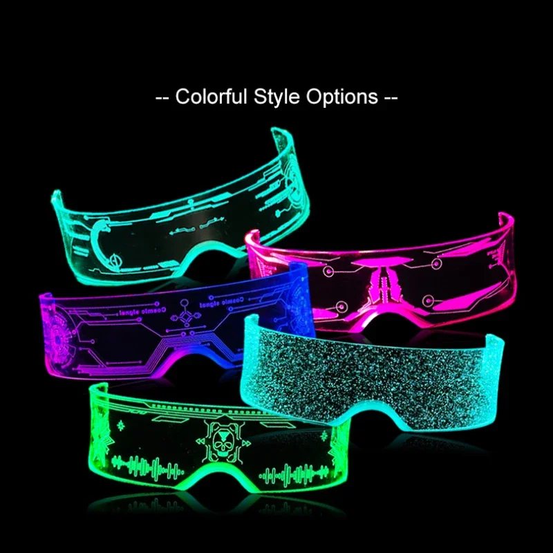 LED Glow Luminous Glasses Acrylic Cool Technology Glasses Colorful Goggles Suitable for Music Festivals,concerts,parties 2025