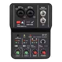 Interfaz de Audio portátil profesional de 2 canales, consola de tarjeta de sonido, mini mezclador USB para estudio de grabación de guitarra, canto Q12