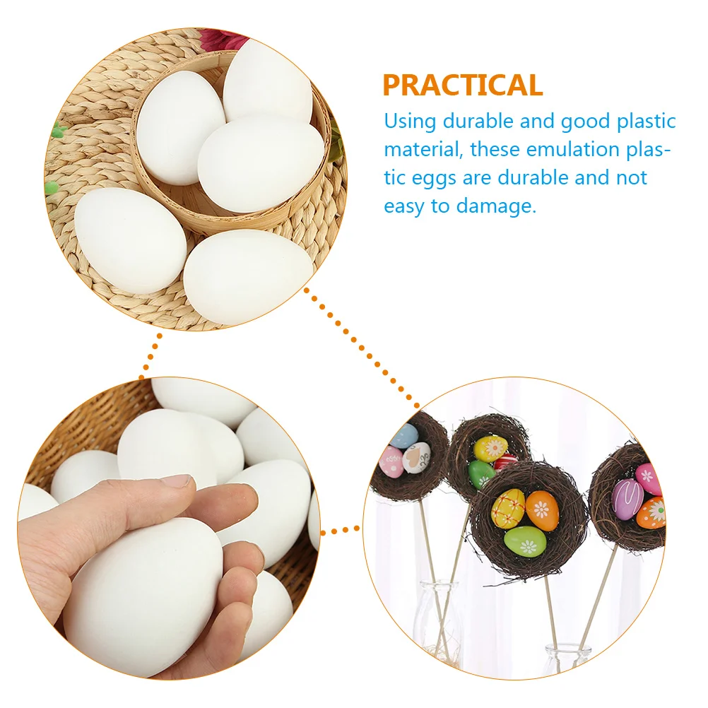 30 Pcs White Plastic Graffiti Eggs Kids Hand Painted Easter Props Simulation Chicken Toys Montessori Educational