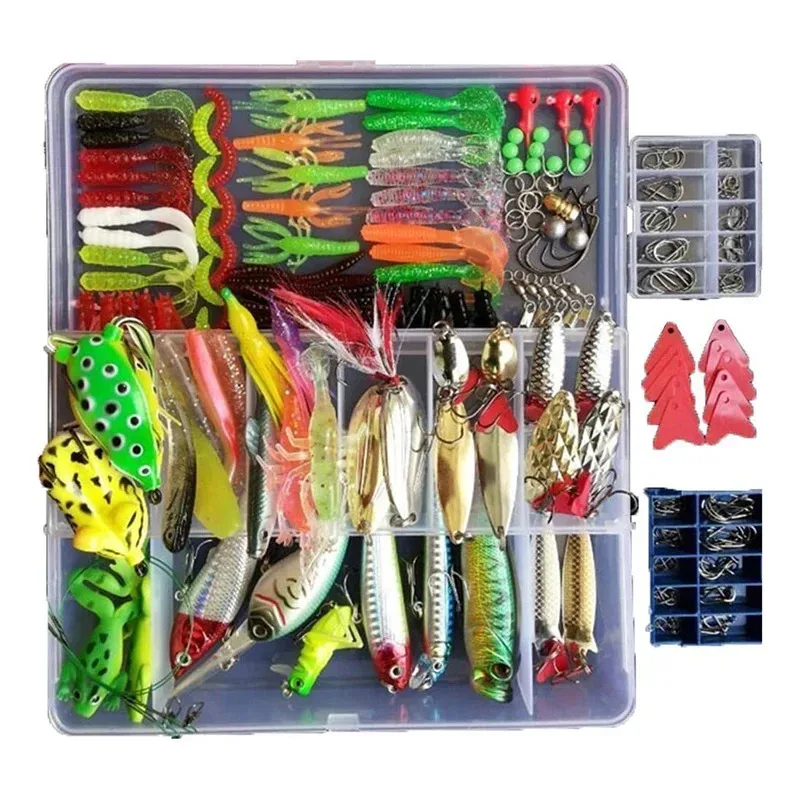 

Fishing Lures Set for Freshwater & Saltwater Hard Artificial Wobblers Metal Jig Spoons Soft Silicone Bait Tackle Accessory Kit