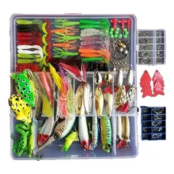 Fishing Lures Set for Freshwater & Saltwater Hard Artificial Wobblers Metal Jig Spoons Soft Silicone Bait Tackle Accessory Kit