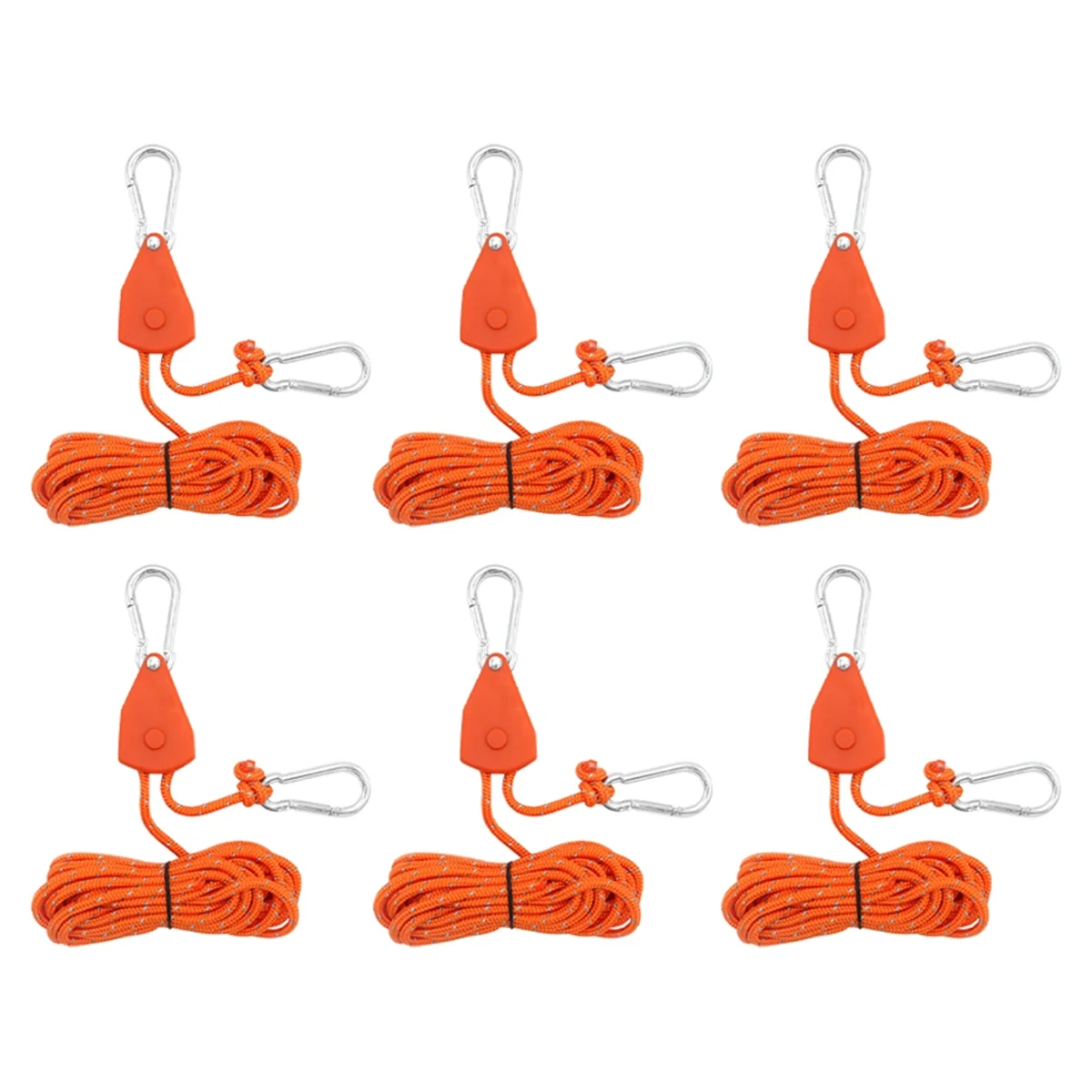 

DW-6Pcs 4mm Camping Tent Tie Down Rope Tightener Fastening Wind Rope Buckle Awning Rope Hook Tie Down Strap