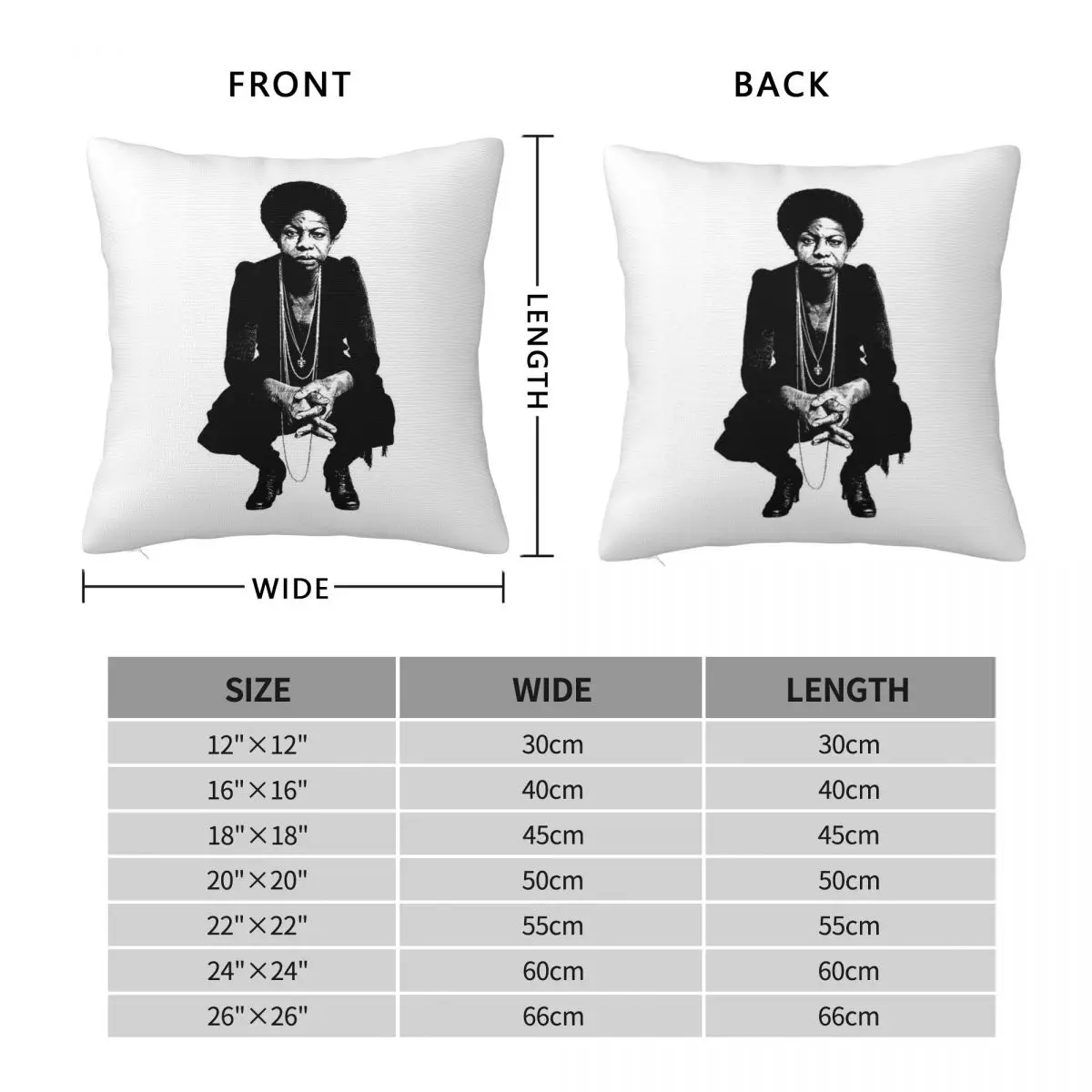 Nina Simone Jazz Square Pillowcase Polyester Linen Velvet Creative Zip Decorative Throw Pillow Case Home Cushion Cover