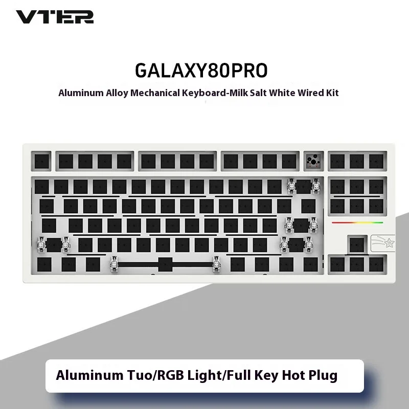 Imagem -04 - Kit de Teclado Mecânico Vter-alumínio Junta Tri-mode sem Fio Jogo de Metal Cnc Rgb Custom Galaxy80 Pro 88 Chaves