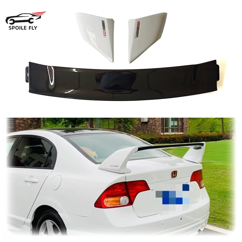 

High Quality For Honda Civic FD2 2006 2007 2008 2009 2010 2011 ABS 3 Pcs Spoiler Rear Wing Glossy Black Or Other Color Body Kit