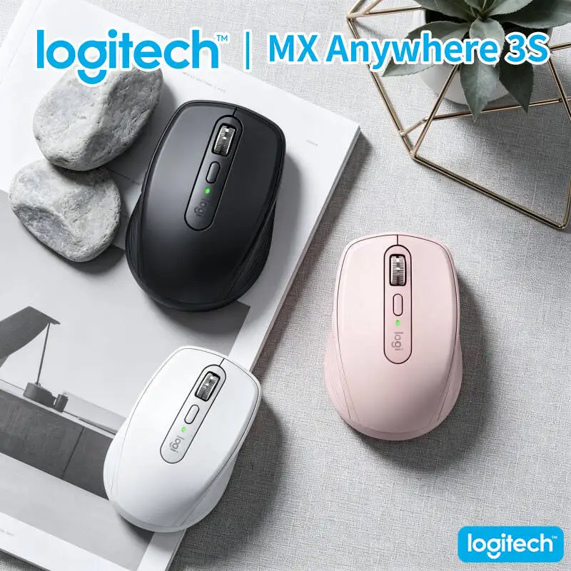 

Logitech MX Anywhere 3S Travel Mouse - 8000 DPI Darkfield, MagSpeed Scroll, Silent Click, USB-C Quick Charge for Shop Floor