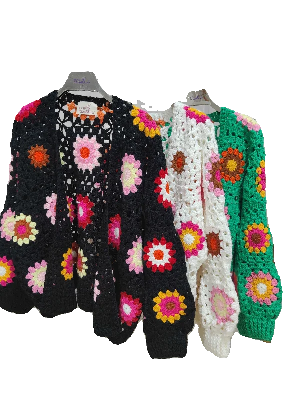 TIYIHAILEY Hand Made National Cardigans Sweaters Fashion Acrylic Coat For Women Loose Outerwear Long Sleeve