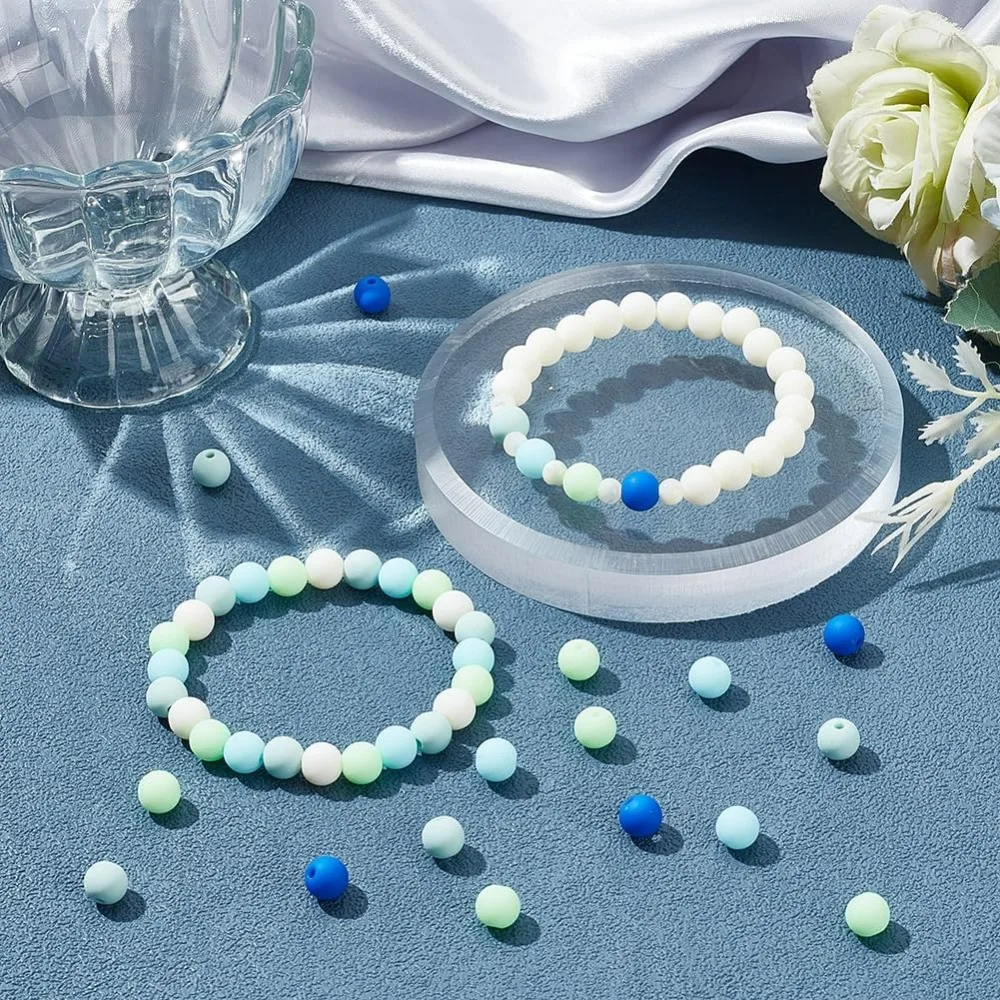 592 Pcs 8mm Acrylic Round Beads 4 Colors Matte Frosted Opaque Pastel Beads Round Ball Bubble Loose Spacer Beads for DIY Making