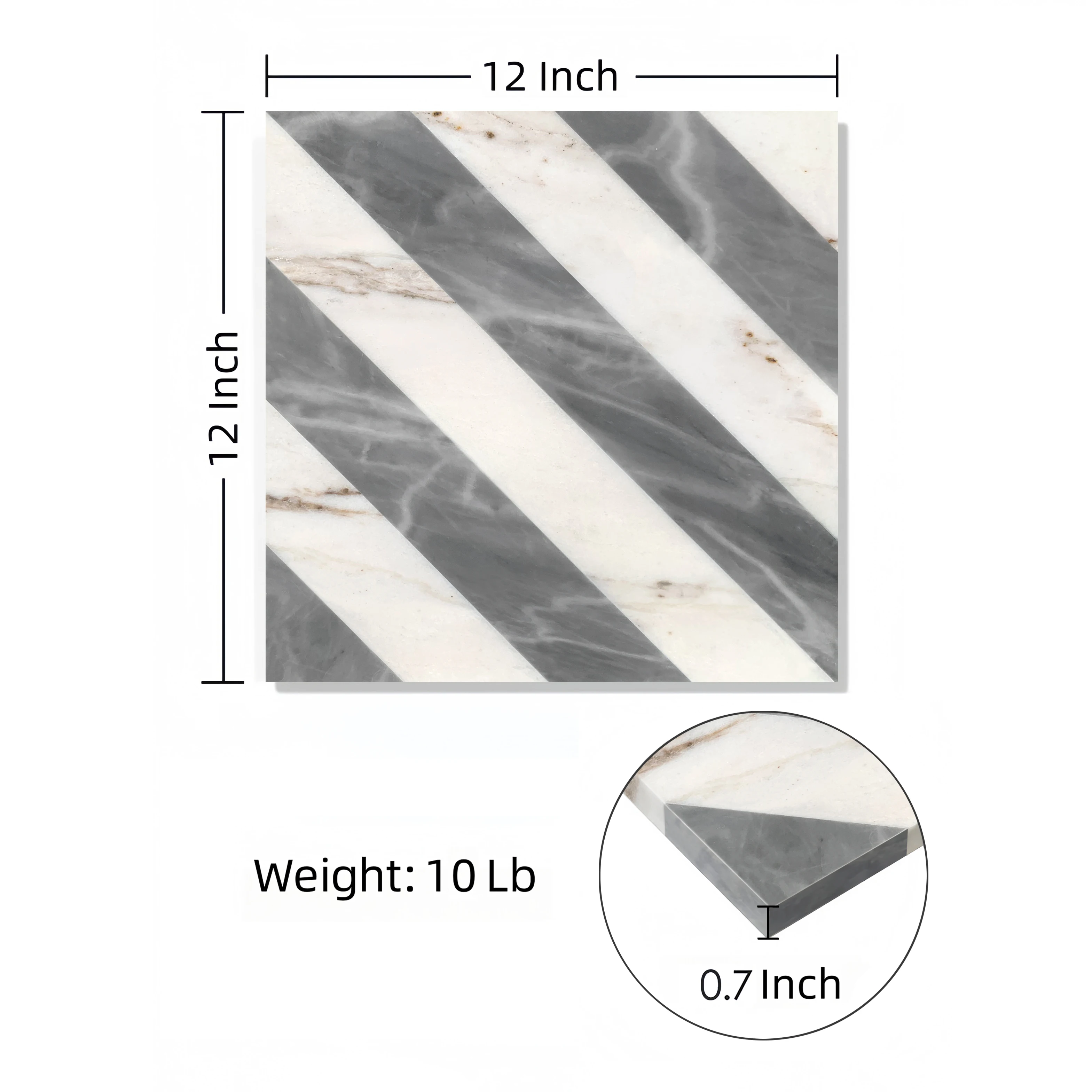 Realizza piastrelle in marmo Variazioni naturali naturali Piastrelle per ambienti Variazioni uniche Waterjet 12 * 12 Marmo a getto d'acqua, Bianco Grigio 2 colori