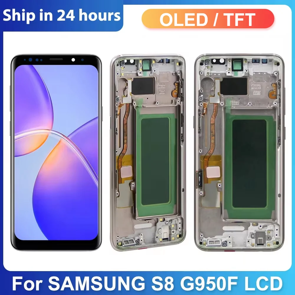 OLED TFT S8 Screen For Samsung Galaxy S8 Display G950FD G950F G950 display +Frame Touch Screen Replacement Digitizer Assembly