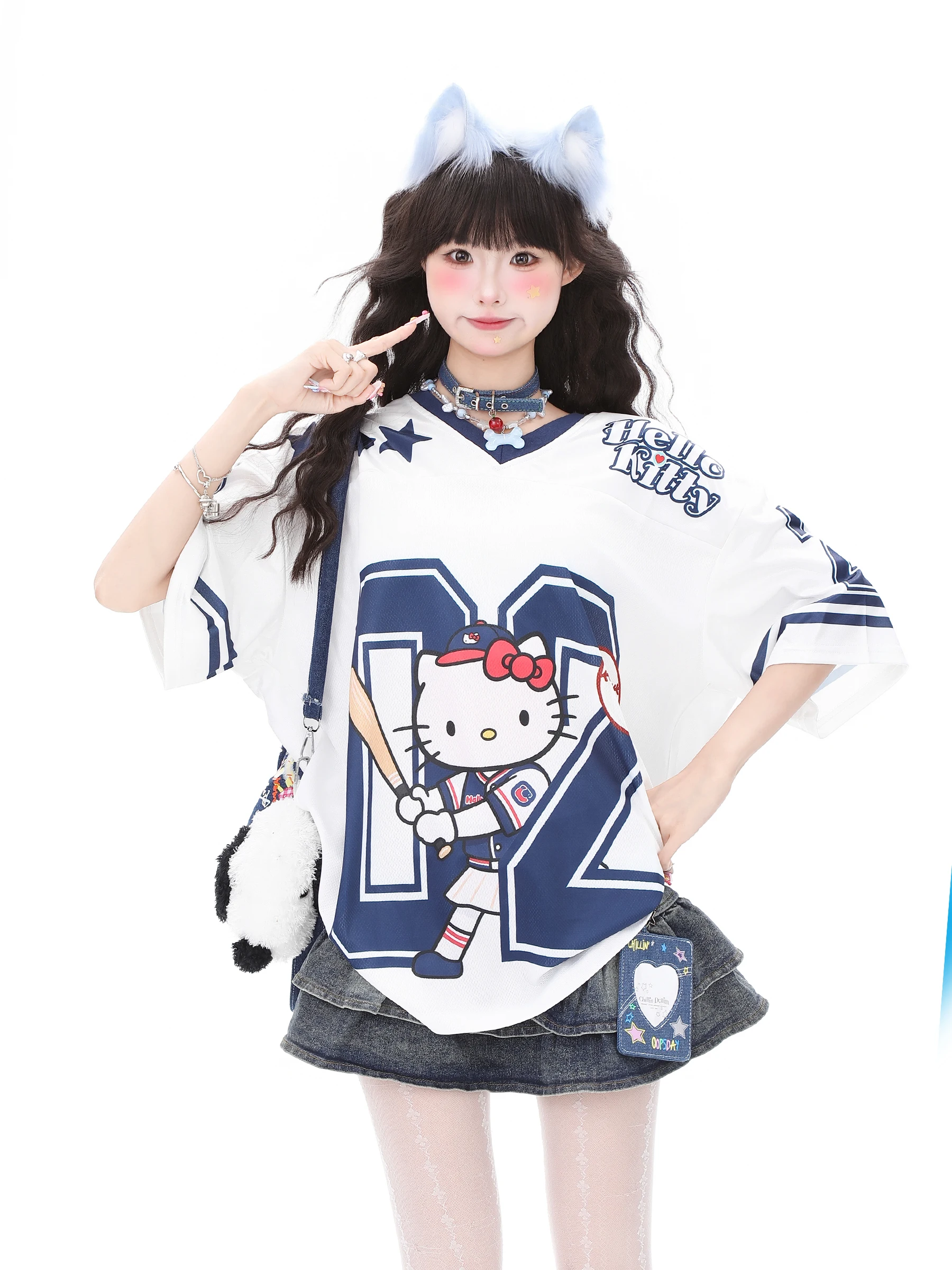 

Anime Sanrio Hello Kitty T-Shirts Y2k Summer Woman Short Sleeves Tops Cartoon Print Fashion T-Shirt Gothic Cute Short Sleeve Tee