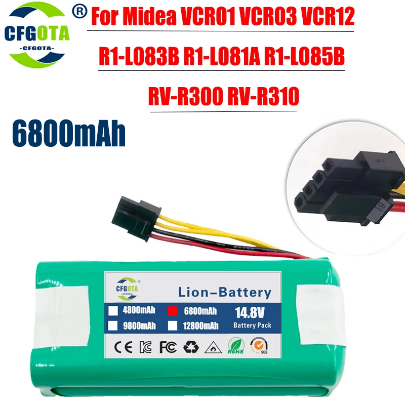 New 6800mAh Battery For Midea VCR01 VCR03 VCR12 Midea R1-L083B R1-L081A R1-L085B Redmond RV-R300 RV-R310 Robot Vacuum Cleaner