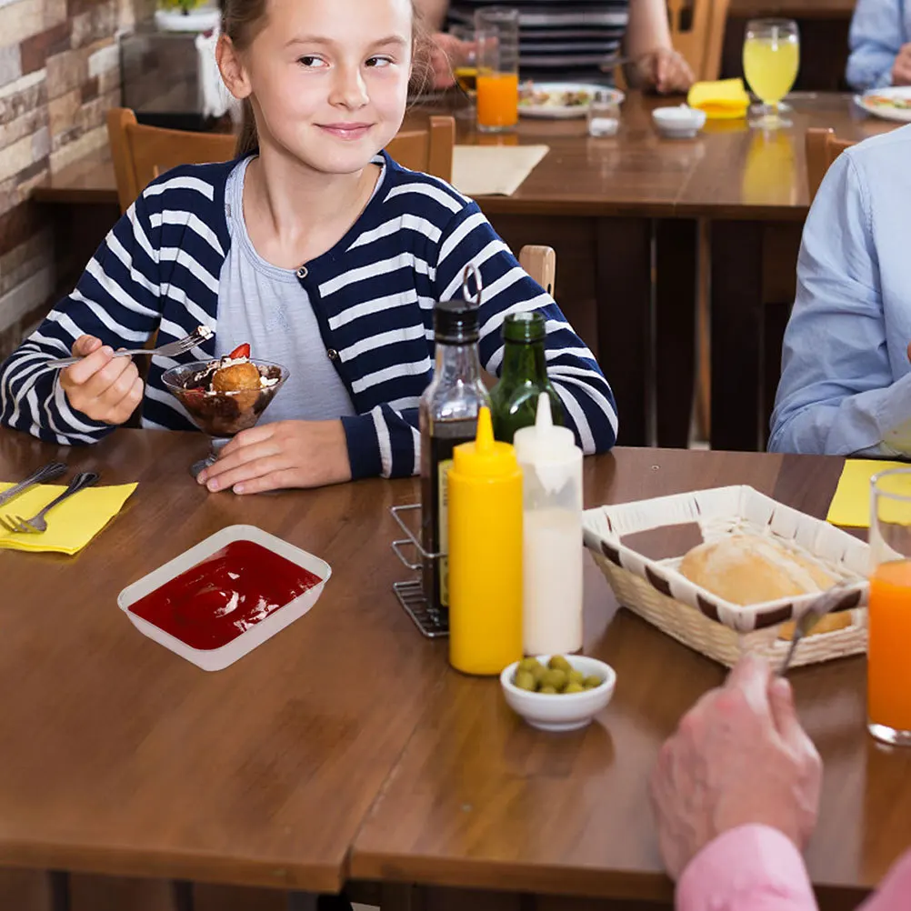 

100pcs Disposable Seasoning Dishes Transparent Plastic Sauce Bowls For Camping Bbq Home Restaurant Simple Condiment Plates