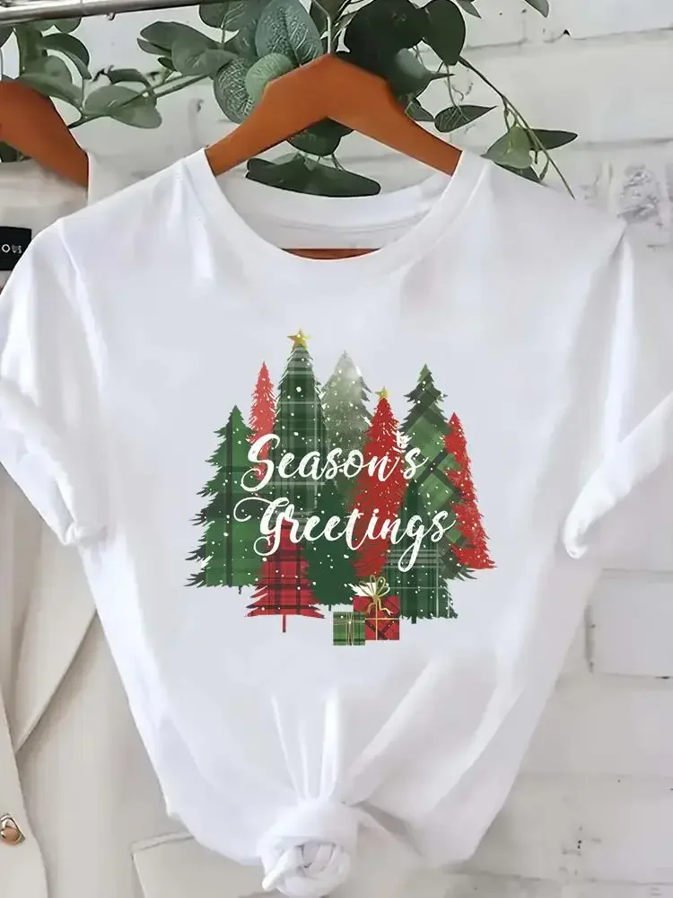 甘い愛のトレンドかわいいグラフィックプリントファッション新年服女性メリークリスマス服トップ Tシャツホリデー Tシャツ服